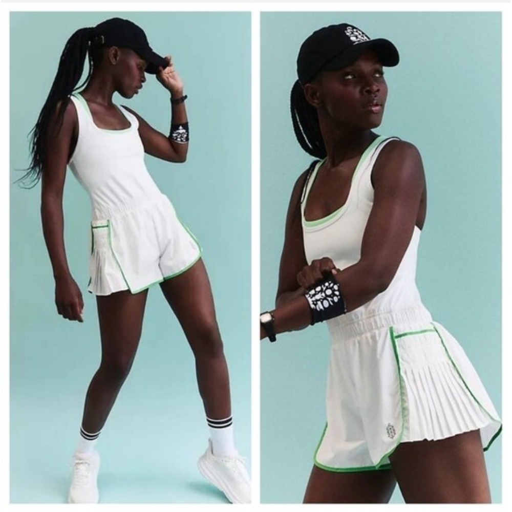 Free People Movement Easy Tiger Tennis White Shortsie Romper Pickleball Womens M